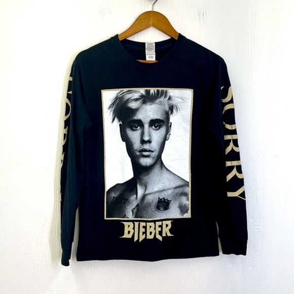 Gildan - Justin Bieber Sorry Tour Graphic Long Sleeve T Short Size Small - Picture 6 of 9